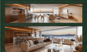Living de luxo com pé-direito duplo, grandes aberturas de vidro e sacada integrada com piscina privativa no Meraki Sunset.