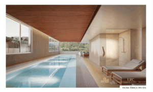 Piscina térmica coberta tipo SPA no empreendimento GALLERIA 50 Jurerê.