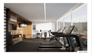 Academia e Espaço Fitness moderno, nas áreas comuns do GALLERIA 50 Jurerê.
