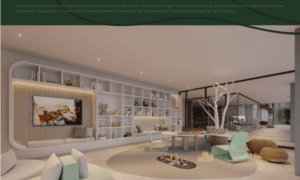 Brinquedoteca com design contemporâneo e lúdico em tons neutros para o lazer das crianças.