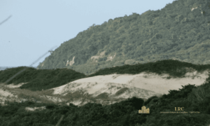 Dunas e morros nativos que cercam o condomínio na Praia do Santinho.